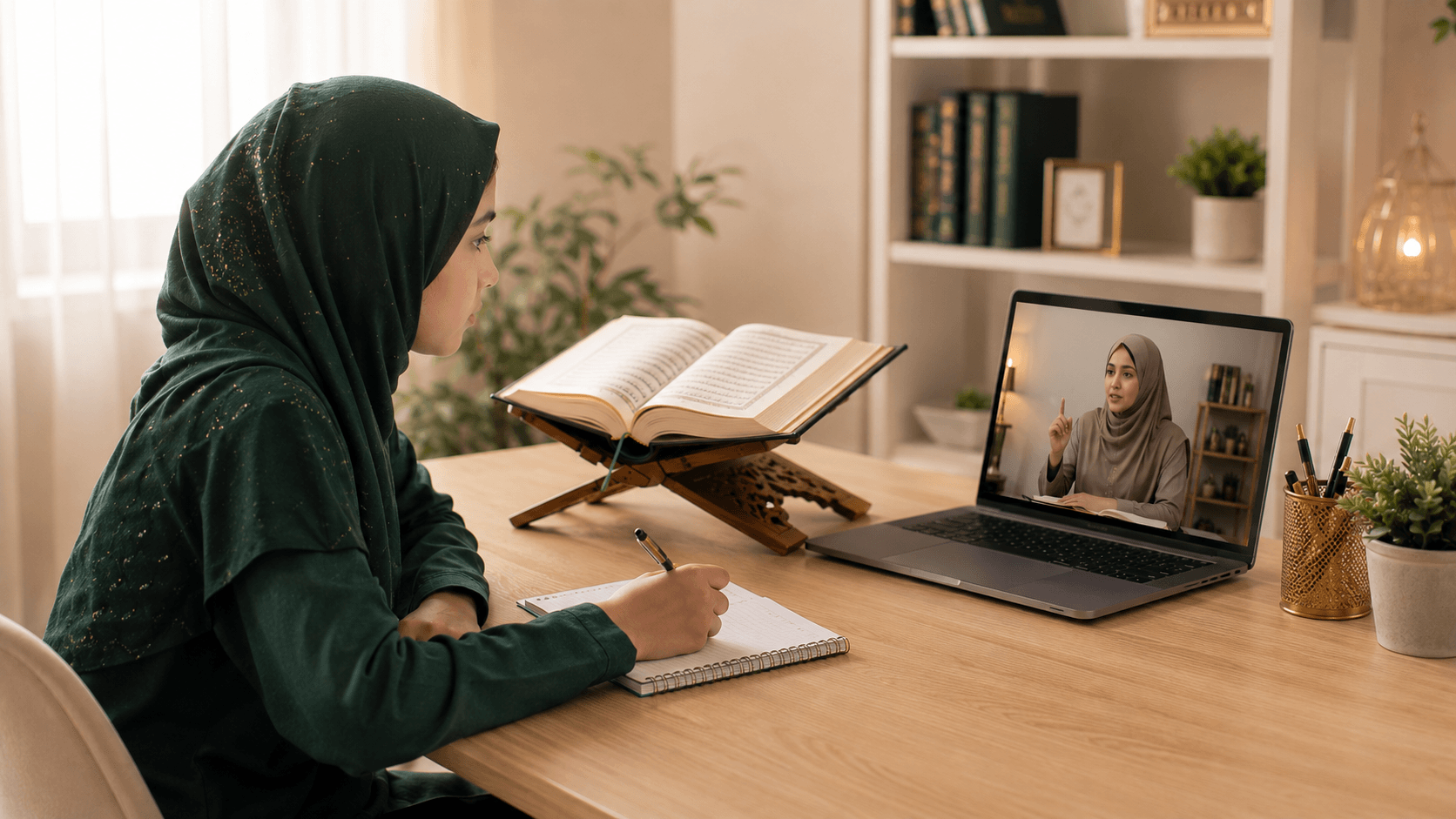 Interactive live digital Quran classroom on mobile device