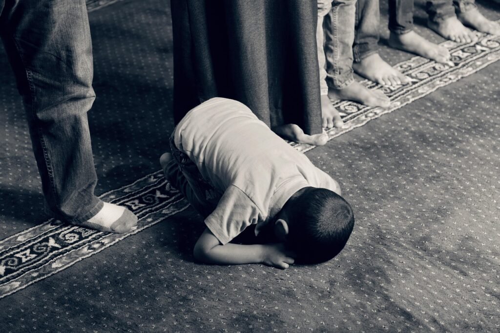 Muslim child with ADHD learning Quran online with a teacher